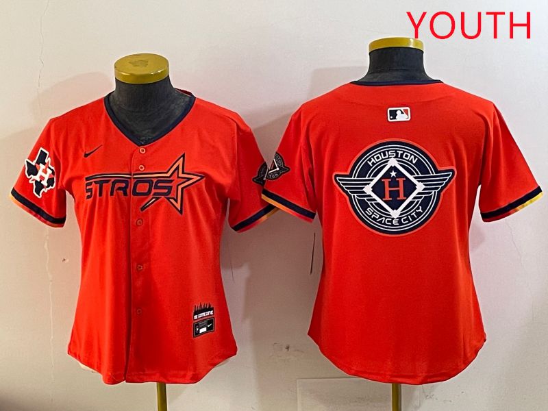Youth Houston Astros Blank Orange Three generations Joint Name 2025 Nike MLB Jersey style 27->youth mlb jersey->Youth Jersey